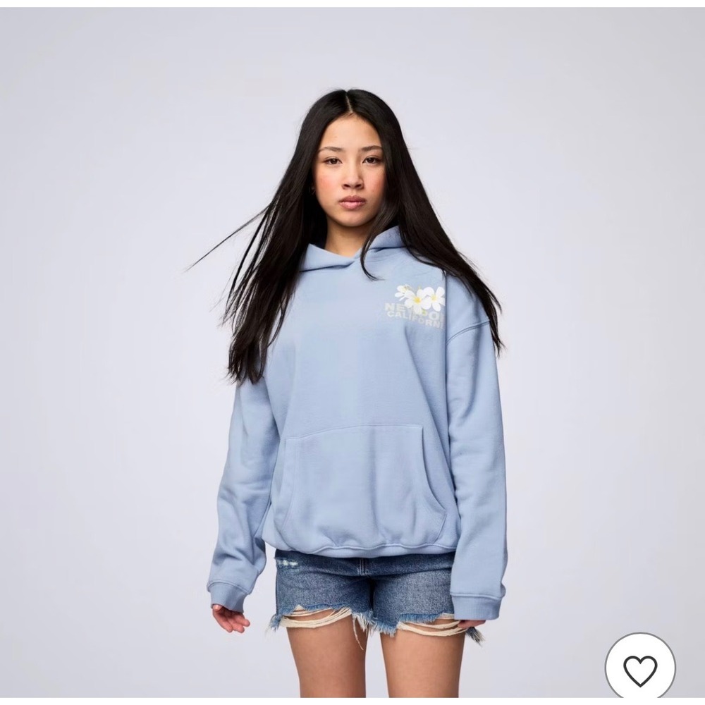 PacSun Kids XL 14/16 Newport California Seashell Oversized Hoodie Light Blue - Picture 1 of 9